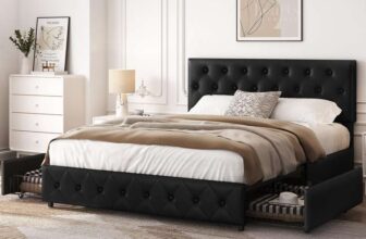 Yaheetech 5ft King Bed Frame Upholstered Platform Bed with Adjustable Diamond Button-Tufted Headboard Shipped / Sold by Yaheetech UK