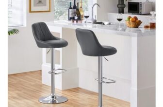 Yaheetech Set of 2 Adjustable Swivel Bar Stools with Backrest Dark Grey