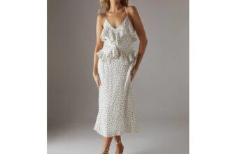 Yellow Polka Dot Ruffle Satin Dress