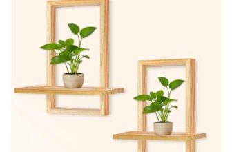 YiYa 2-Pack Boho Wood Wall Shelves, Floating Shelves