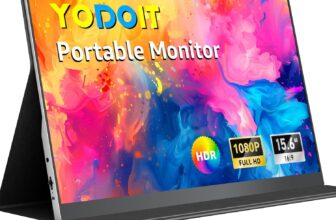 Yodoit Portable Monitor 15.6 FHD 1920x1080P IPS Second External Display Laptop Screen Extender USB-C & HDMI Connectivity, Built-in Speakers, with Smart Cover, for Laptop, PC, Mac, PS3/4/5, Xbox