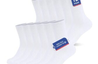 YouShow White Crew Socks Women UK 4-7 Cotton 12 Pairs