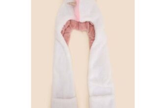 Younger Girls White Unicorn 3 in 1 Scarf Hat