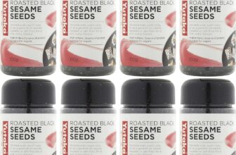 Yutaka Roasted Black Sesame Seeds 100g (Pack of 8) Vegan-Friendly Japanese Black Sesame Bold Nutty Garnish for Sushi, Salads, Stir-Fries & Baking