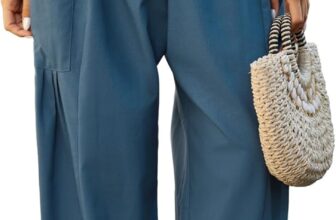 ZANZEA Womens Linen Wide Leg Trousers Casual Loose Drawstring Summer Beach Travel Vacation Palazzo Harem Pants with Pockets