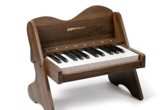 ZIPPYMAT miniature upright wooden digital piano – 25 touch sensitive keys and 2 full octaves