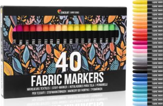 Zenacolor Fabric Pens – Set of 40 – Non Toxic, Indelible and Permanent Fabric Paint, Pens Fine Point Tip – Fine Point Textile Marker Pen