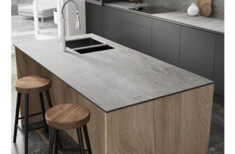 Zenith 0.9cm Woodstone Gris Laminate Kitchen Backsplash 300 X 60cm