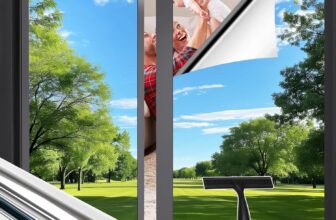 Zindoo Window Film Privacy One Way Clear, Reflective Window Film Anti Glare, Privacy Film for Glass Windows with Tools, UV Blocking Self Adhesive Window Tint Film Home Office Car (40x200cm, Silver)