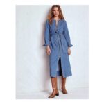 Zip Denim Straight Dress mid Vintage Denim