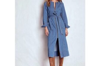 Zip Denim Straight Dress mid Vintage Denim