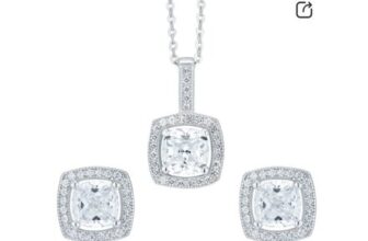 Zirconia Cushion Earrings and Pendant Set