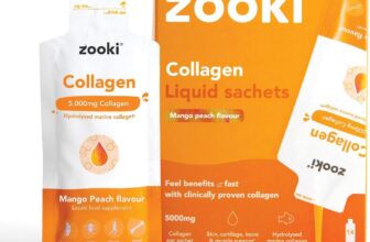 Zooki Marine Collagen Liquid Sachets 5,000mg Great Taste, Sugar Free High Strength Marine Collagen Supplements for Women & Men Skin, Joints & Hair (Mango Peach Flavour, 14 Servings)