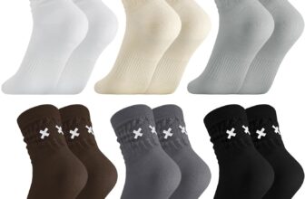 Zuimei 3 Pairs Slouch Socks for Women, Cotton Knit Long Tube Socks Beige Soft Comfortable Aesthetic Crew Sock for Women Girls, Size 4-8