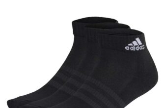 adidas Unisex Kids Cushioned Sportswear Ankle Socks 3 Pairs, Black/White, 5-6 Years