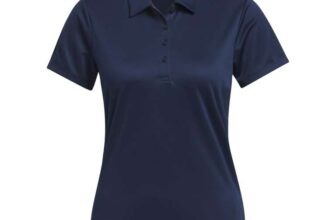 adidas Womens Solid Performance Polo Shirt (Large/Collegiate Navy)