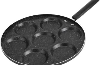 aqxreight 7 Holes Frying Pan Non-Stick Aluminum Cooking Pan for Fried Eggs and Burgers Heat- Handle Kitchen Cookware