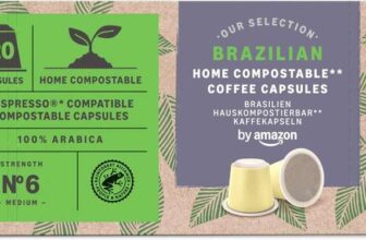 by Amazon Home Compostable Coffee Capsules Compatible with Nespresso, 100% Brazilian Arabica, 20 Count