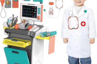 deAO Doctors Trolley Set for Kids, Pretend Play Doctor Set with Stethoscope and Medical Toy Accessories, Children Doctor Role Play Toys for 3 Years Old Boys and Girls (Blue)