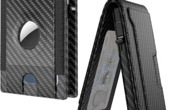 doeboe Airtag Wallet, Mens Slim Card Holder Wallets, Minimalist Pop Up Wallet with ID Window, RFID Blocking, Coin Pocket & Magnetic Closure, Ideal for Men Birthday Gift, Excludes Airtag