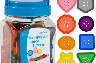 edxeducation Transparent Large Buttons Mini Jar Set of 60 Sensory Toy Light Panel Accessory Early Years Resource Ages 18M