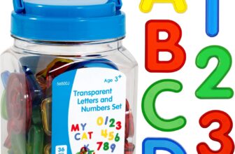 edxeducation Transparent Letters and Numbers Mini Jar Colourful, Plastic Letters and Numbers Learn A-Z and 1-9 Sensory Play