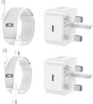 for iPhone Charger Fast Charge, 2Pack PD Fast Apple Charger UK USB C Plug With 2M&3M iPhone Fast Charger Cable MFi Certified Lightning Cable for iPhone 14 13 12 11 Pro Max XS X 8 6, iPad