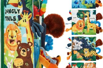 hahaland Baby Book Baby Toys Jungle Tails Sensory Books for Babies Touch and Feel Soft Books, Crinkle Paper Baby Essentials for Newborn Infants Toys, Newborn Gifts for 0 3 6 12 months Boys Girls