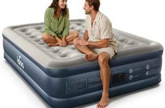 iDOO Inflatable Air Mattress King Size, Air Bed with Built-in Electric Pump, Upgraded Blow Up Mattress in 3 Mins Fast Inflation, Portable Double Airbed for Home Camping Travel 203x152x46cm