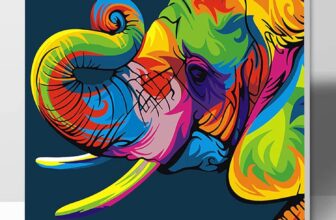 ifymei Paint by Numbers for Kids Ages 8-12, Arts and Crafts for Kids Ages 8-12, DIY Canvas Painting Kits for Girls and Boys – 12×16 Inch Framed Canvas Colorful Elephant