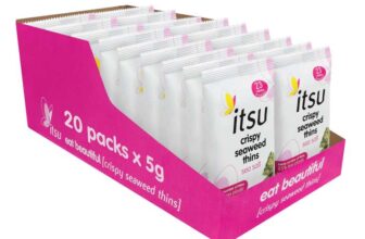 itsu Sea Salt Flavour Seaweed Thins 5g Crispy Seaweed Thins Vegan Low Calorie Healthy Snack Pack of 20 – S&S £11.40