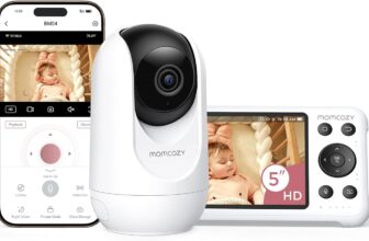 momcozy Smart WiFi Baby Monitor 1080P HD Screen, Motion & Cry Alerts, Night Vision, Safe Zone & Temperature Monitoring, 2-Way Talk, App & Parent Unit Access, Wall-Mountable