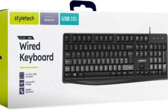 styletech USB-Powered Wired Keyboard for Windows PC – Black