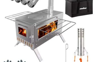 unho Hot Tent Stainless Steel Outdoor Portable Wood Burning Stove ( Heating / Cooking / Camping ) w/codeLUVODI Store(UK Despatch)