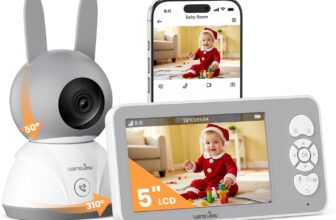 wansview Video Baby Monitor Camera, Dual-Band WiFi Baby Monitor with Camera and Night Vision, APP & 5 Battery Screen Control, Human&Sound Detection, 2 Way Talk, Auto Tracking, Pan/Tilt, Lullabies, V1