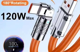 120w 6A Fast Charge Usb Type C Data Cable 180 Degree Rotating Gaming Elbow Cable For Xiaomi Mobile Phones. Sold by Factory Qianyang Store