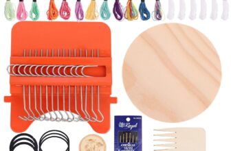 14 Hooks Mini Darning Loom Kit, Small Speedweve Style Weaving Darner Loom Knit Mending Kit for Repairing Jeans Clothes Socks DIY Craft Tool for Home Mending and Art