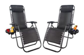 1ABOVE 2-Pack Folding Reclining Zero Gravity Chair Black