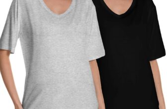 2 Pack Womens T-Shirts Soft V-Neck Short Sleeve Tops, Lightweight Casual Loose Fit Tees Solid Colour Summer Blouses