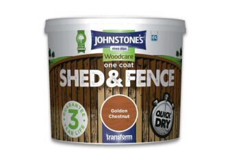 2x5L – Mix and Match – Johnstones One Coat Shed & Fence Golden Chestnut (Golden Chestnut /Dark Oak/Red Cedar/Shadow Grey)