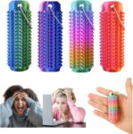 4PCS Little Ouchies Pain Fidget Toys Spiky Grippie Stim Keychain Pain Stim Fidget Keyring 3D Printed Keychain Fidget Toy Stress Relief Focus Office Workers Novelty Set (A3)