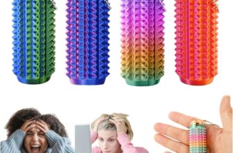 4PCS Little Ouchies Pain Fidget Toys Spiky Grippie Stim Keychain Pain Stim Fidget Keyring 3D Printed Keychain Fidget Toy Stress Relief Focus Office Workers Novelty Set (A3)