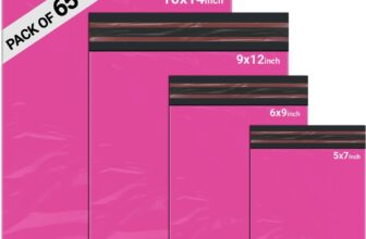 65 Mixed Parcel Bags Hot Pink, Mailer Bags Tamper-Proof Strong Postal Packaging Bags for Shipping, Mailing & Delivery, 4 Sizes Small to Large Bags, 15 Each