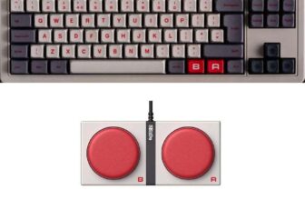 8Bitdo Retro Mechanical Keyboard, Bluetooth/2.4G/USB-C Hot Swappable Gaming Keyboard with 87 Keys, Dual Super Buttons – ISO UK Layout