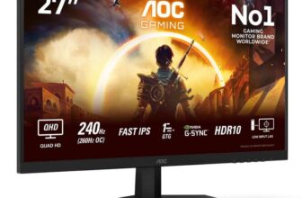 AOC Q27G42ZE 27 inch WQHD Gaming Monitor 260Hz, Fast IPS Panel, 0.3ms MPRT, Adaptive Sync, HDR10, G-Sync Compatible