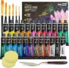 Acrylic paint set 24 22ml Perfect for Canvas, Wood, Ceramic, Rock, Fabric & Crafts. Non-Toxic, Quick Dry Vibrant Colours. Beginners, Students and professionals