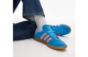 Adidas Originals Hamburg Trainers in Blue and Orange