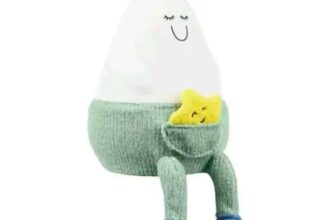 BADABULLE Bertille Pear-shaped Silicone Nightlight – Green & White