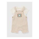 Baby Brown Stripe Crochet Top & Dungaree Set (0-23mths)