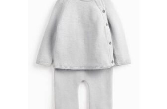 Baby Grey Knitted Cotton Set – Newborn to 2 Years Available